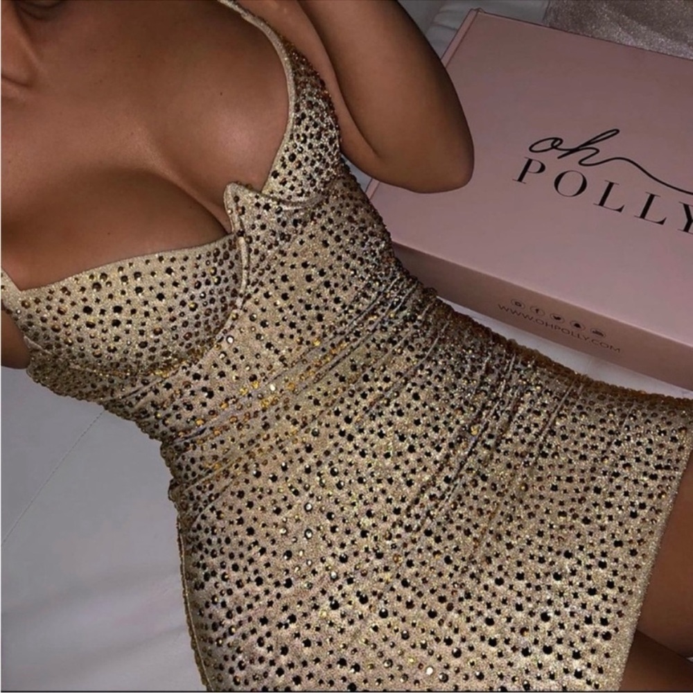 Oh Polly Shimmering Gold Sequin Mini Dress